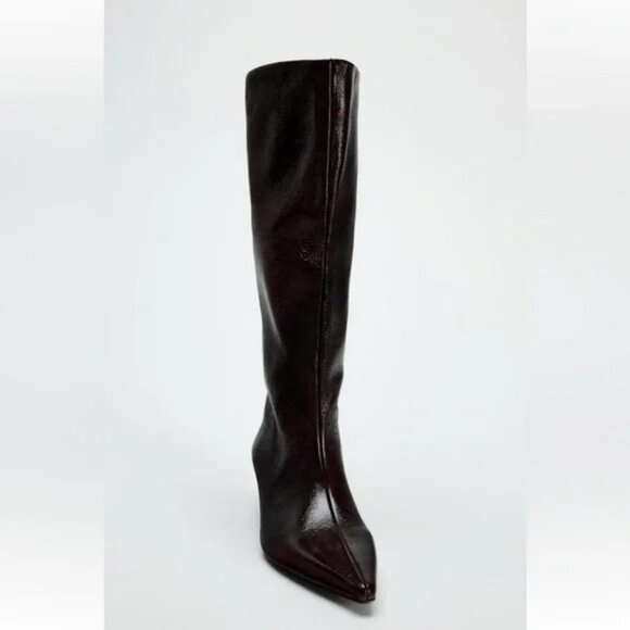 ZARA KITTEN HEEL KNEE HIGH BOOTS - Picture 6 of 8